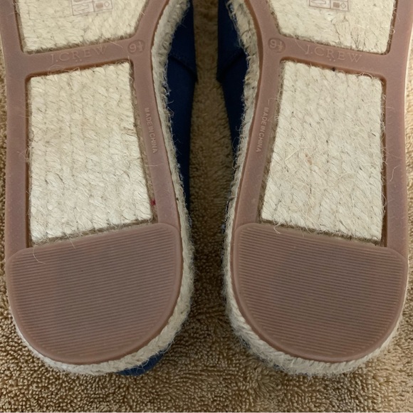 Women’s 9 1/2 J. CREW Navy Blue / Pink Cap Toe Canvas Espadrille Slip On Shoes - Picture 14 of 16